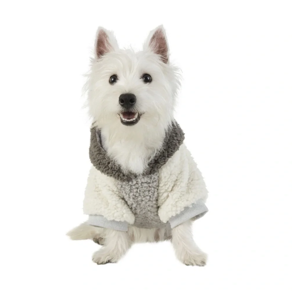 Koolaburra by UGG Theo Pet Hoodie for dogs Large Grey White Plush Warm NEW
